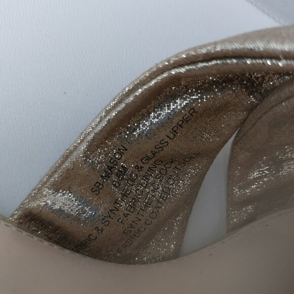 Betsey Johnson Gold Platform Heels 8.5 Rhinestone Glam Going Out Chunky Heel EUC - Picture 9 of 15